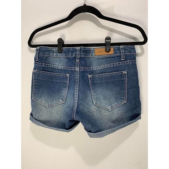 Vigold Womens Denim Shorts Size 3/4 Medium Wash Rolled Hem Classic Style - Picture 2 of 3